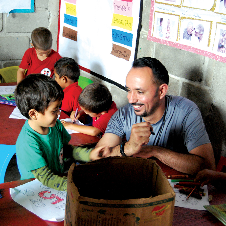 Jesus and boys at school